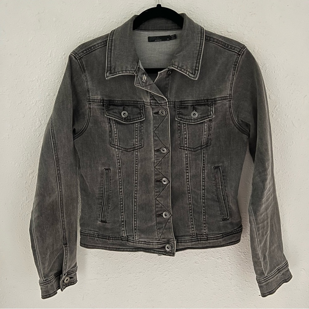 Prana gray wash denim jacket (M)